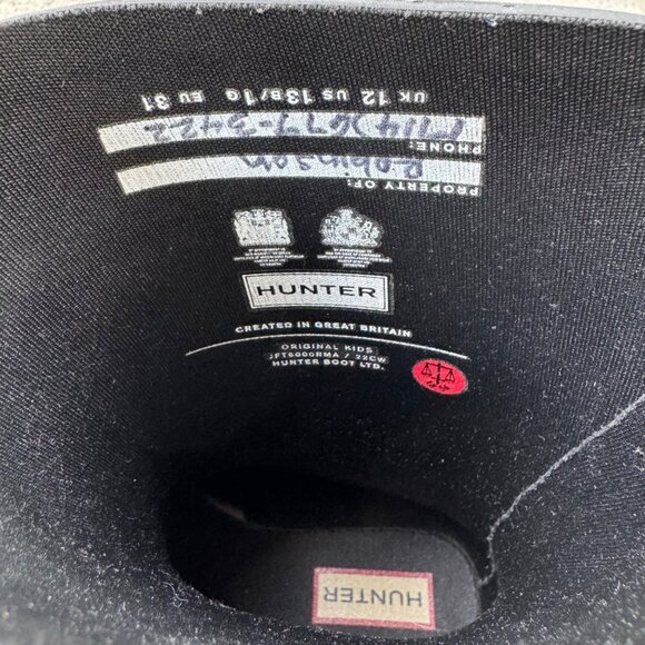 HUNTER Original Tall Rain Boots Kids 13 EU 31 Matte Black High Gum Boot Rubber - Picture 9 of 9